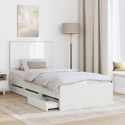 Bed Frame with Drawer White 90 x 190 cm Engineer Wood