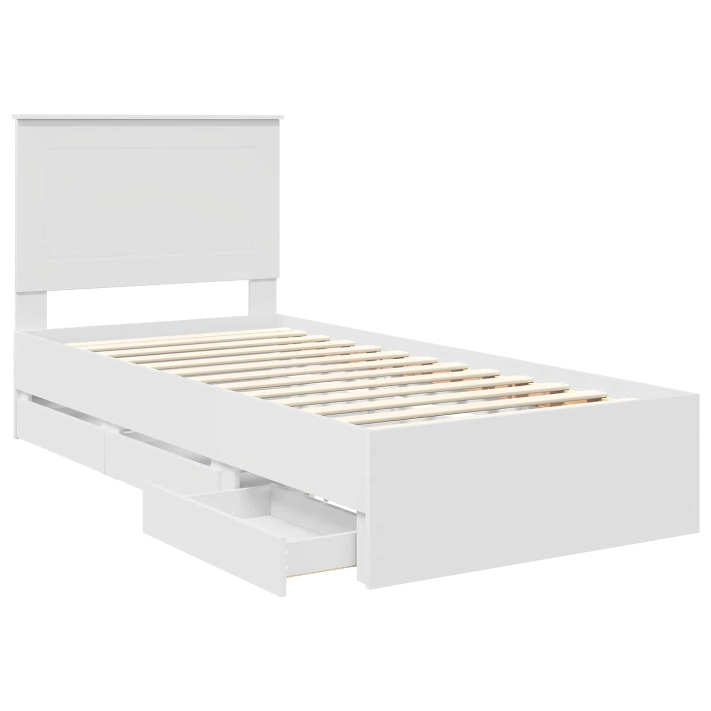Bed Frame with Drawer White 90 x 190 cm Engineer Wood