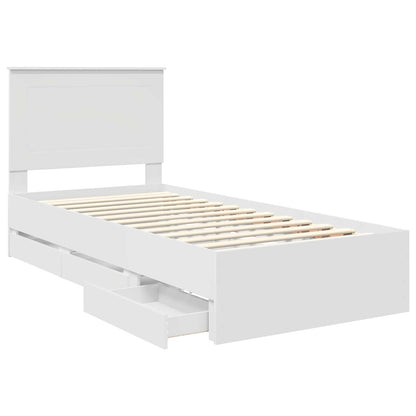 Bed Frame with Drawer White 90 x 190 cm Engineer Wood