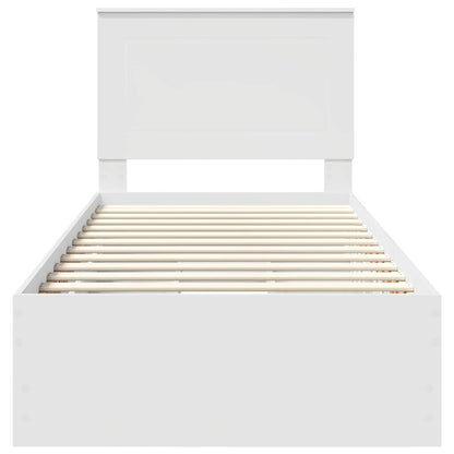 Bed Frame with Drawer White 90 x 190 cm Engineer Wood