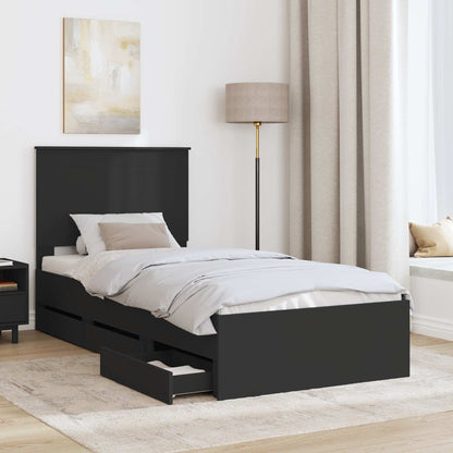 Bed Frame with Drawer Black 90 x 190 cm Engineer Wood