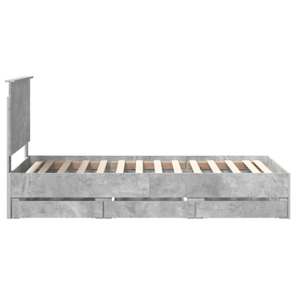 Bed Frame with Drawer Concrete Grey 90 x 190 cm Engineer Wood