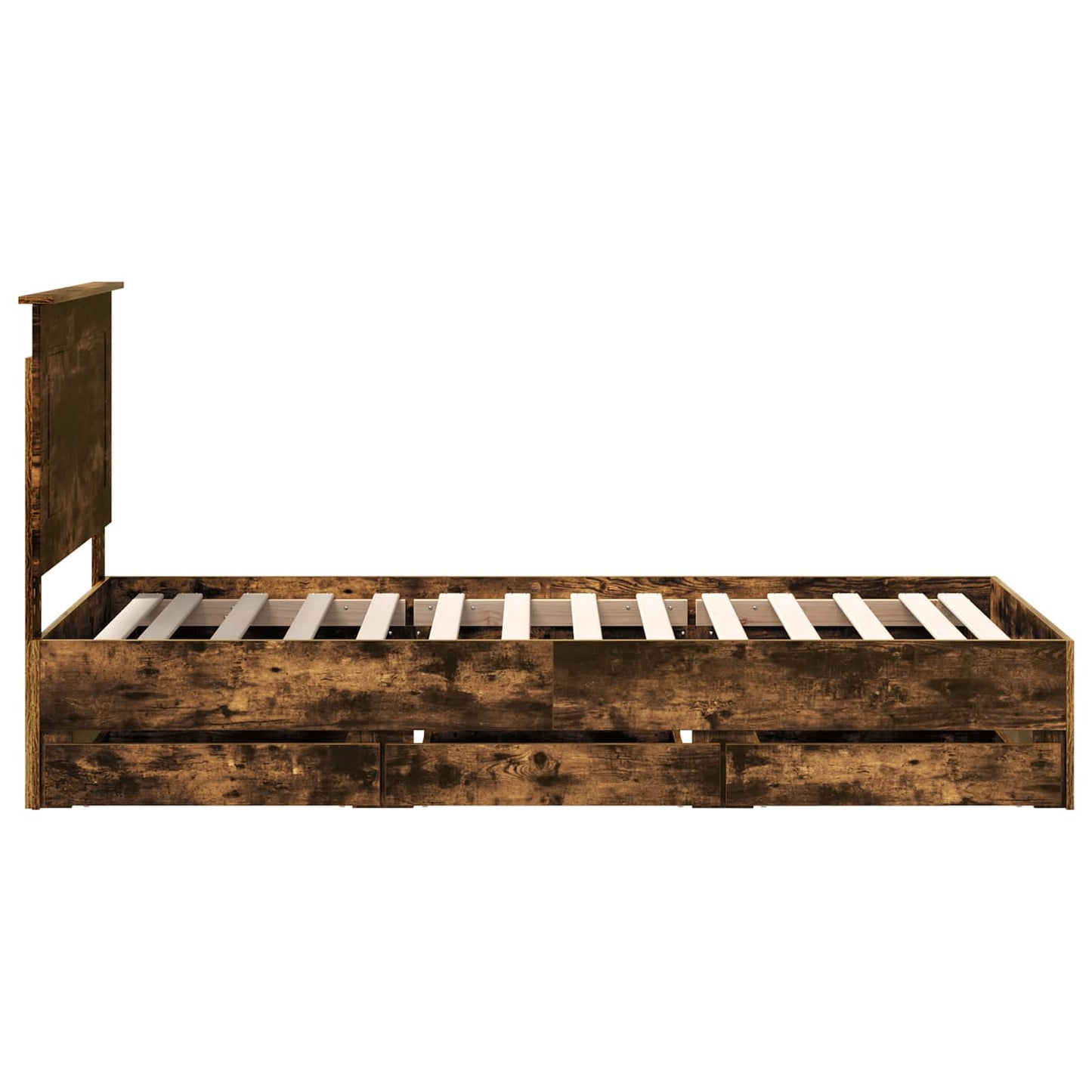 Bed Frame with Drawer Smoked Oak 90 x 190 cm Engineer Wood