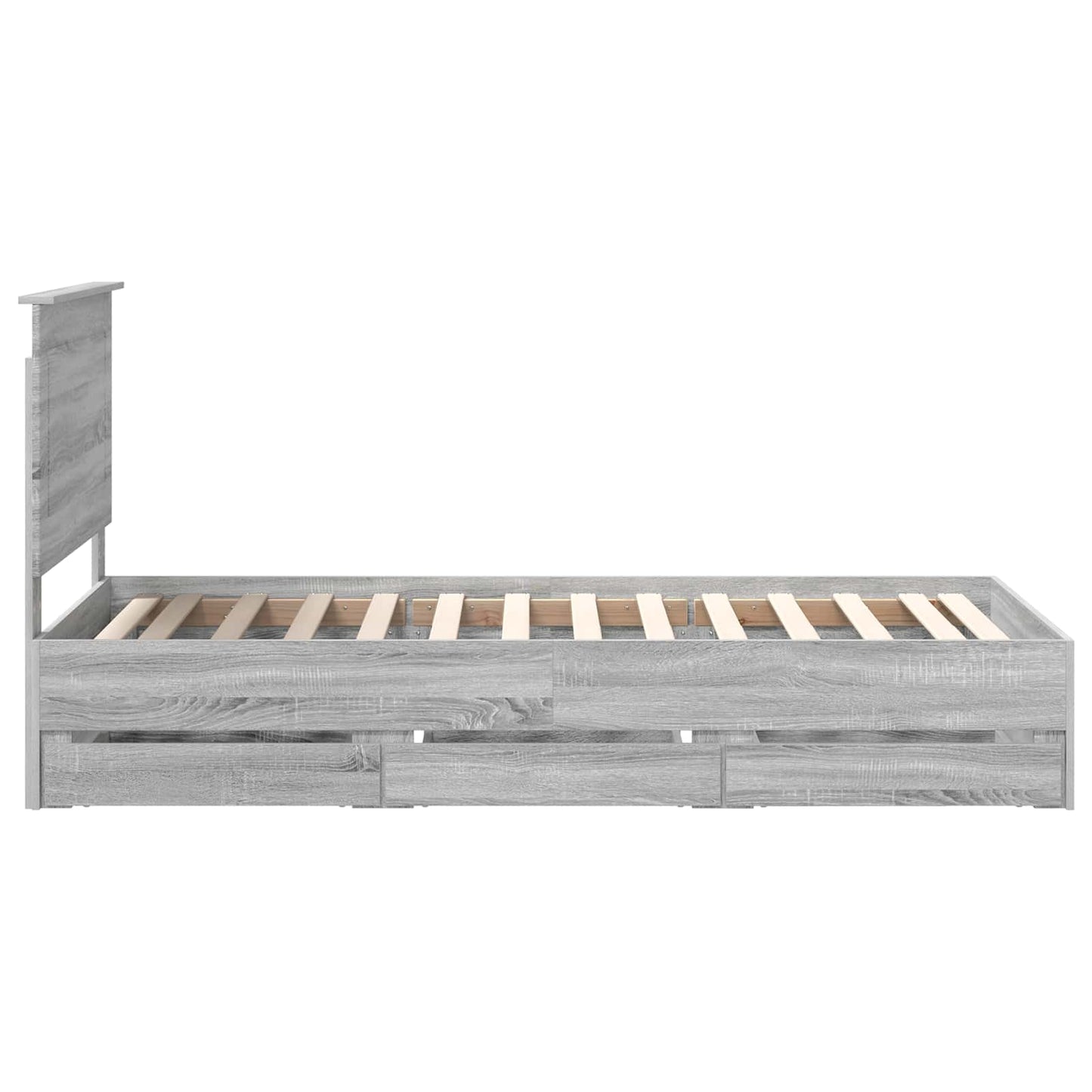 Bed Frame with Drawer Grey Sonoma 90 x 190 cm Engineer Wood