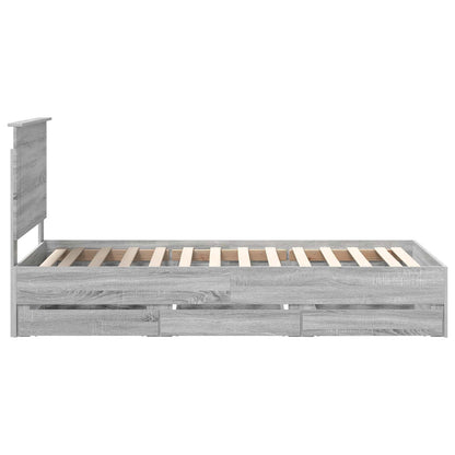 Bed Frame with Drawer Grey Sonoma 90 x 190 cm Engineer Wood