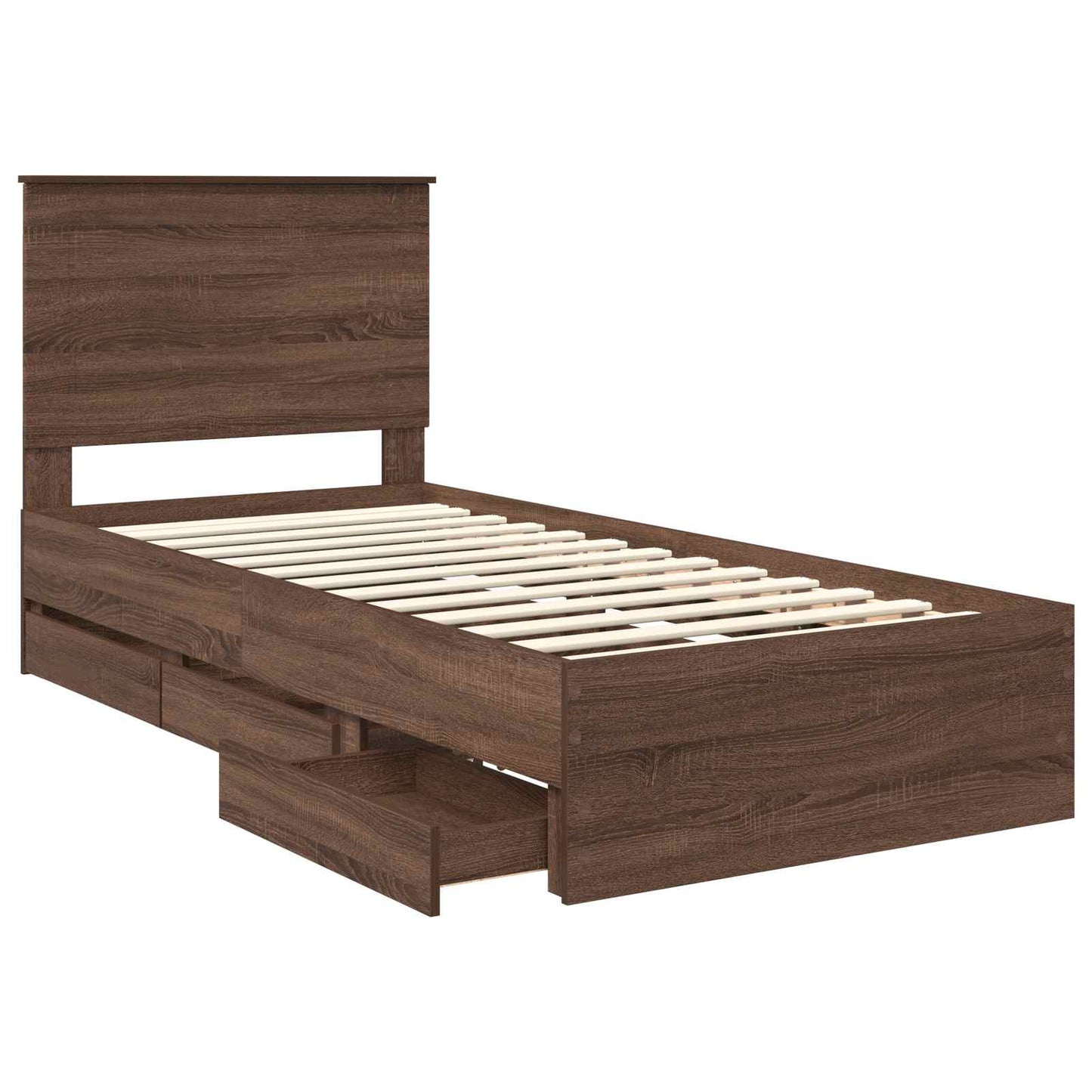 Bed Frame with Drawer Brown Oak 90 x 190 cm Engineer Wood