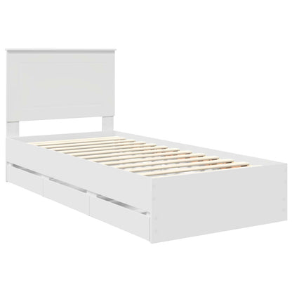 Bed Frame with Drawer White 90 x 200 cm Engineer Wood