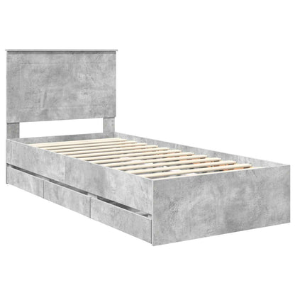 Bed Frame with Drawer Concrete Grey 90 x 200 cm Engineer Wood