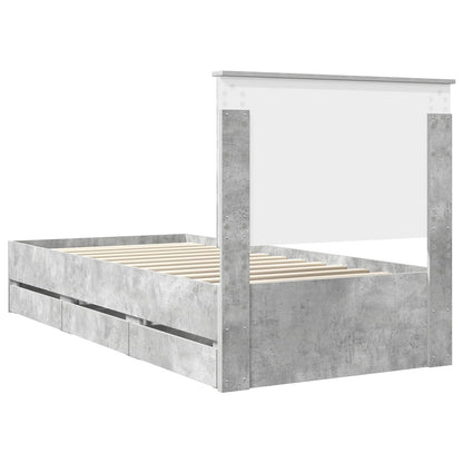 Bed Frame with Drawer Concrete Grey 90 x 200 cm Engineer Wood