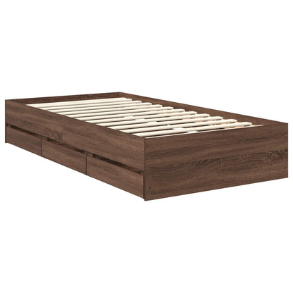 Bed Frame with Drawer Brown Oak 90 x 200 cm Engineer Wood