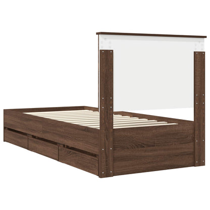 Bed Frame with Drawer Brown Oak 90 x 200 cm Engineer Wood