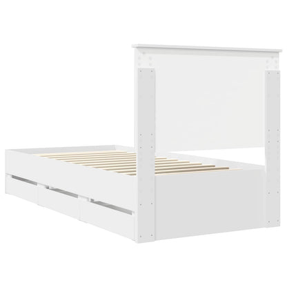 Bed Frame with Drawer White 75 x 190 cm Engineer Wood