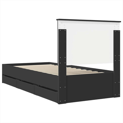 Bed Frame with Drawer Black 75 x 190 cm Engineer Wood
