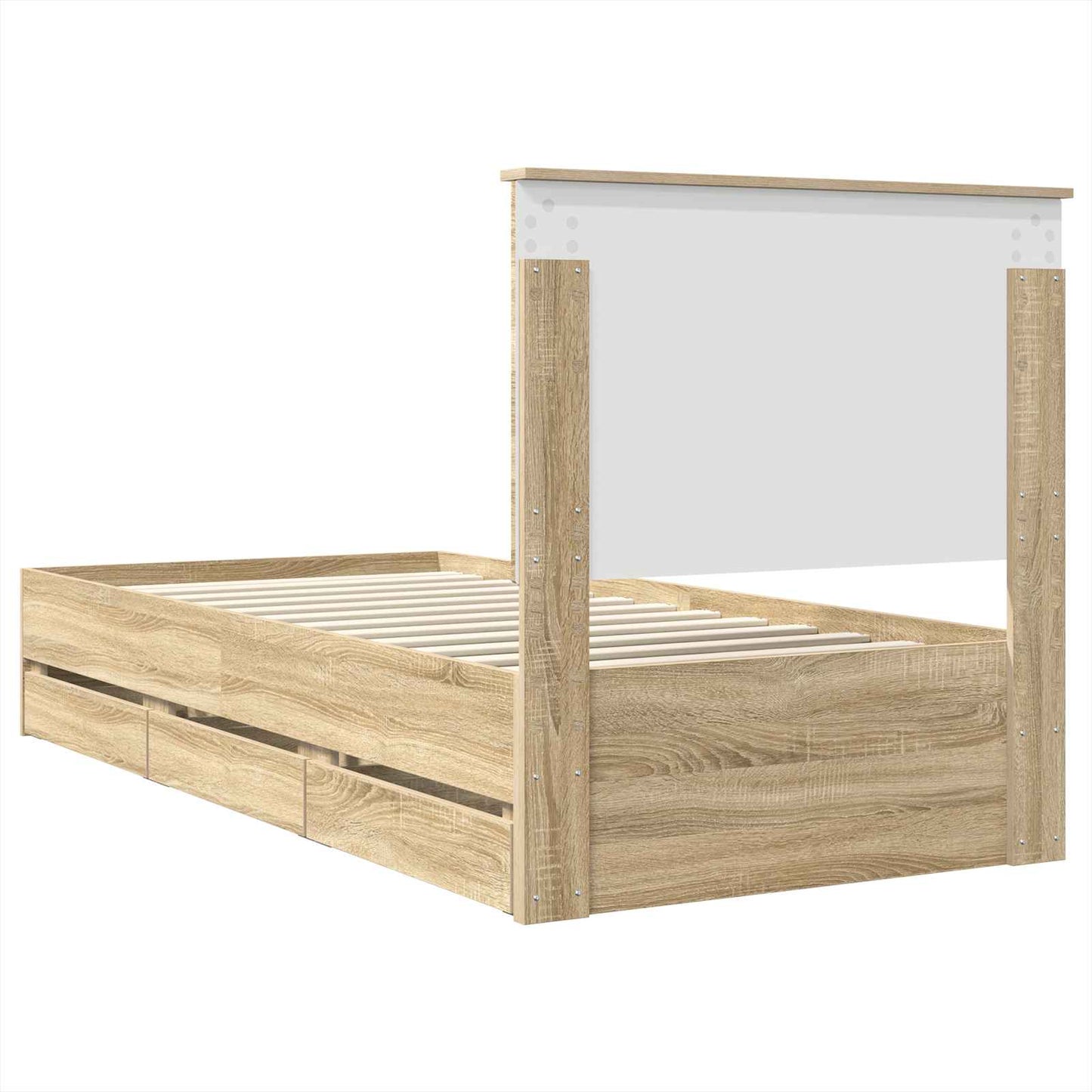 Bed Frame with Drawer Sonoma Oak 75 x 190 cm Engineer Wood