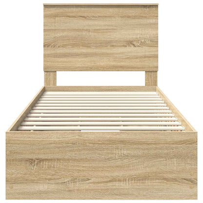 Bed Frame with Drawer Sonoma Oak 75 x 190 cm Engineer Wood