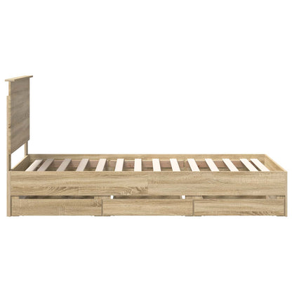Bed Frame with Drawer Sonoma Oak 75 x 190 cm Engineer Wood