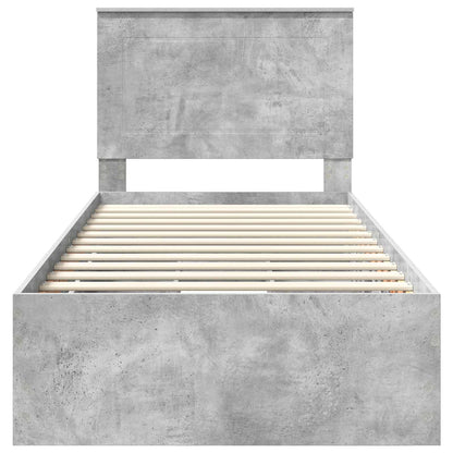 Bed Frame with Drawer Concrete Grey 75 x 190 cm Engineer Wood