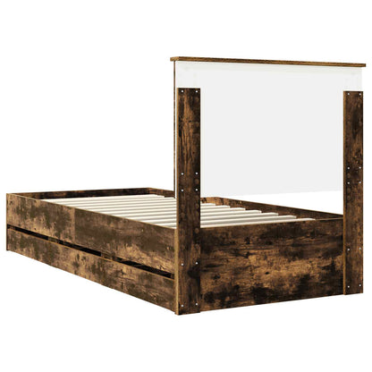 Bed Frame with Drawer Smoked Oak 75 x 190 cm Engineer Wood
