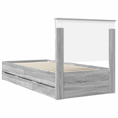 Bed Frame with Drawer Grey Sonoma 75 x 190 cm Engineer Wood