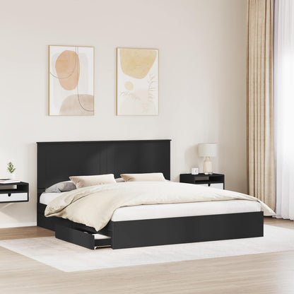 Storage Bed with Headboard Black 200 x 200 cm Engineered Wood