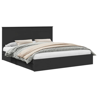Storage Bed with Headboard Black 200 x 200 cm Engineered Wood
