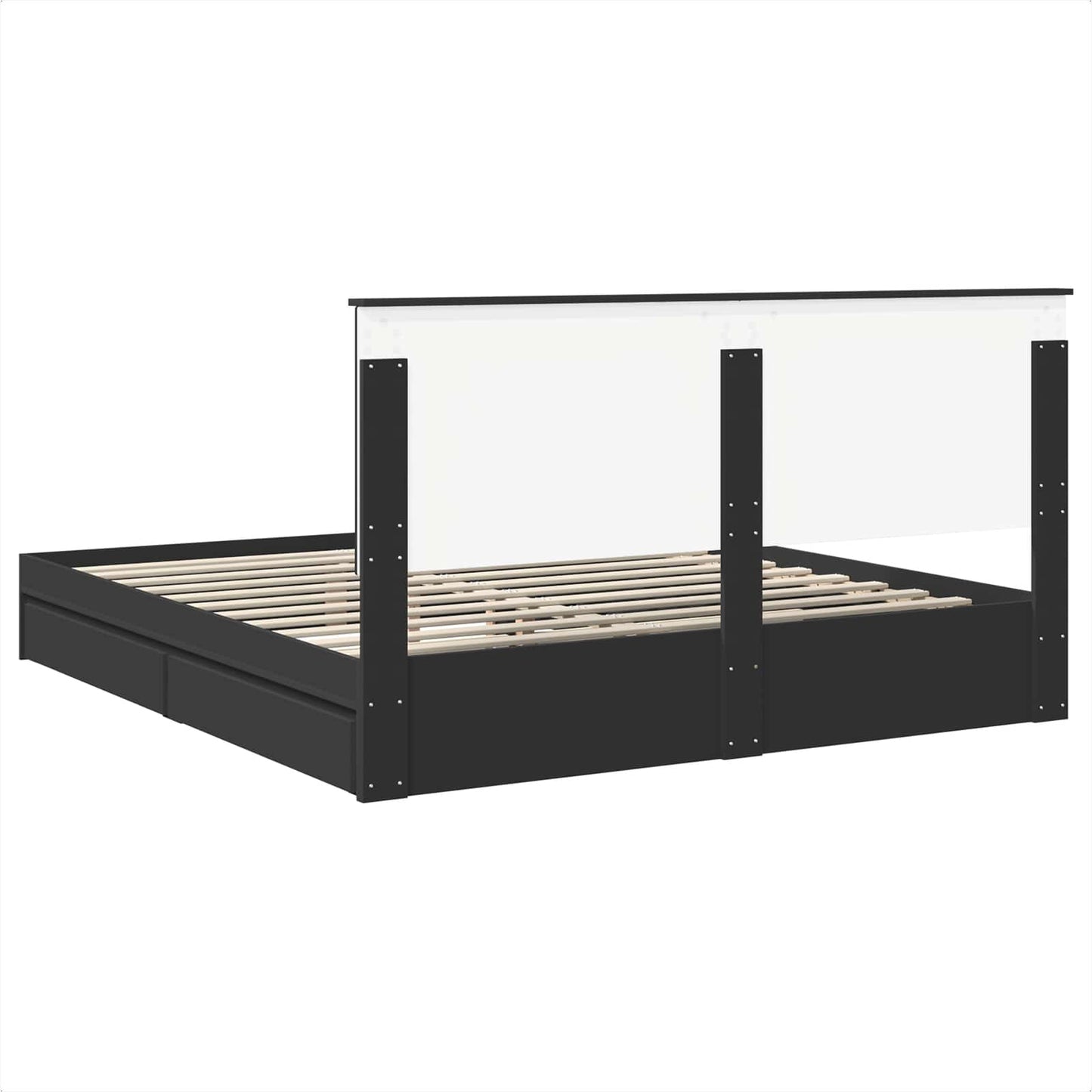 Storage Bed with Headboard Black 200 x 200 cm Engineered Wood