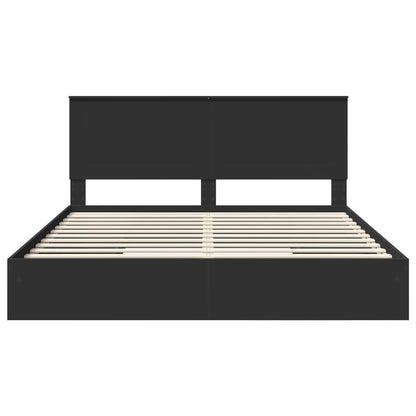 Storage Bed with Headboard Black 200 x 200 cm Engineered Wood