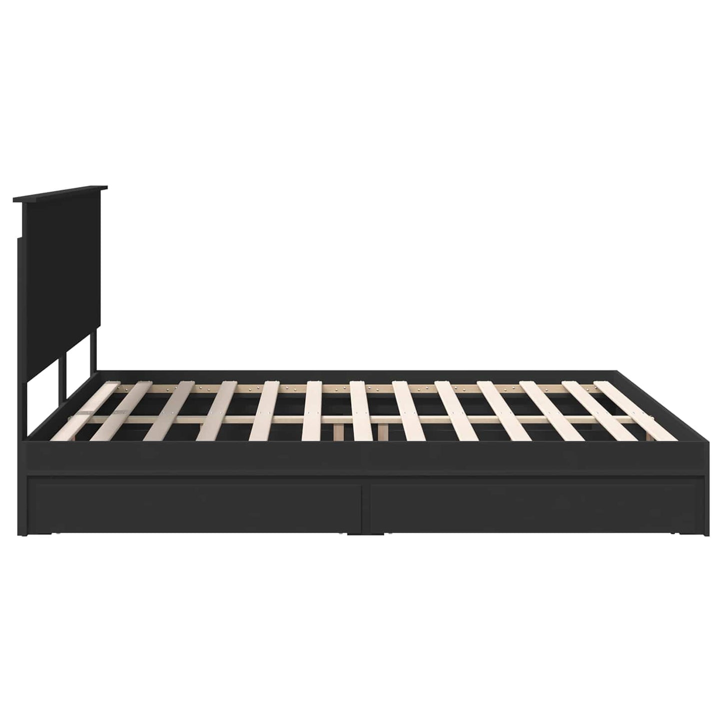 Storage Bed with Headboard Black 200 x 200 cm Engineered Wood