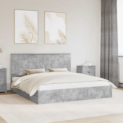 Storage Bed Concrete Grey 200 x 200 cm Engineered Wood