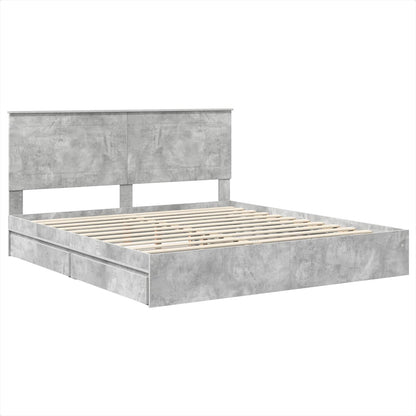 Storage Bed Concrete Grey 200 x 200 cm Engineered Wood