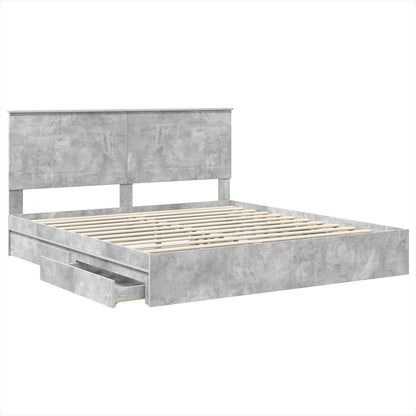 Storage Bed Concrete Grey 200 x 200 cm Engineered Wood