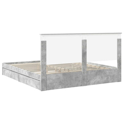 Storage Bed Concrete Grey 200 x 200 cm Engineered Wood