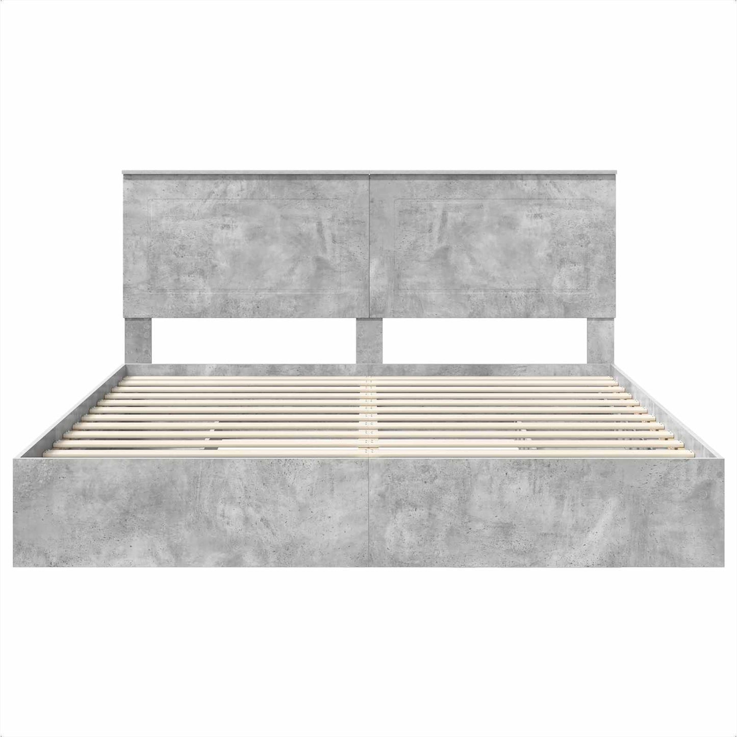 Storage Bed Concrete Grey 200 x 200 cm Engineered Wood