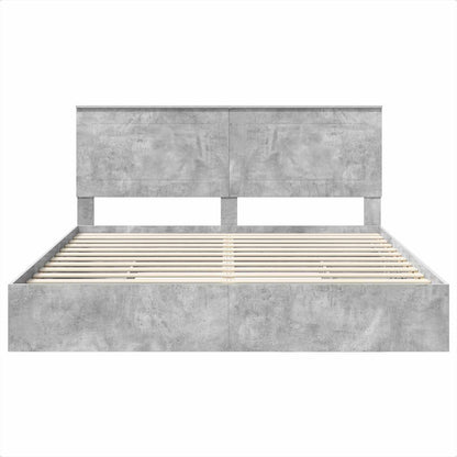 Storage Bed Concrete Grey 200 x 200 cm Engineered Wood