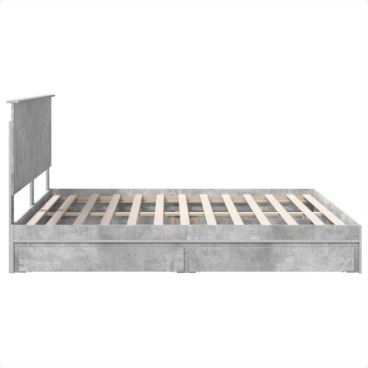 Storage Bed Concrete Grey 200 x 200 cm Engineered Wood
