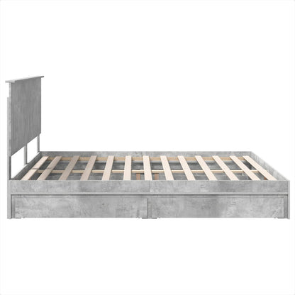 Storage Bed Concrete Grey 200 x 200 cm Engineered Wood