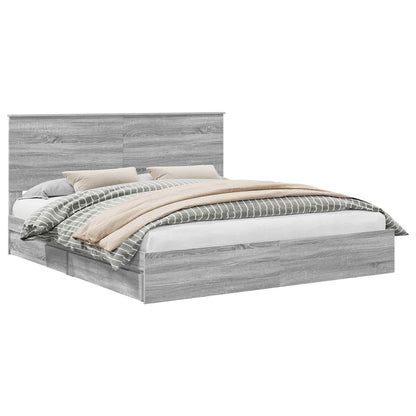 Storage Bed Grey Sonoma 200 x 200 cm Engineered Wood