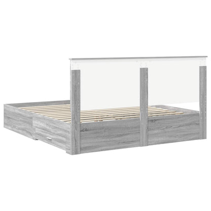 Storage Bed Grey Sonoma 200 x 200 cm Engineered Wood