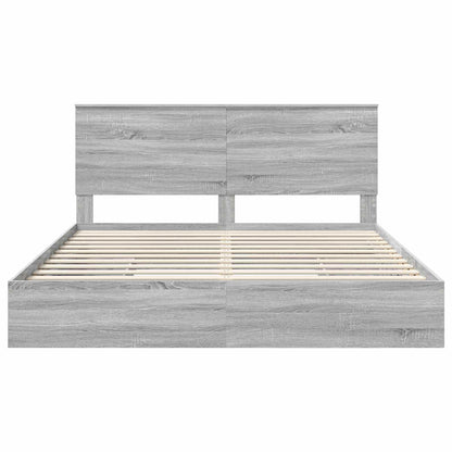 Storage Bed Grey Sonoma 200 x 200 cm Engineered Wood