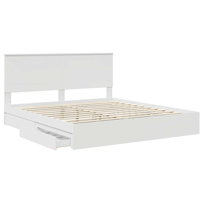 Storage Bed with Headboard White 180 x 200 cm Engineered Wood