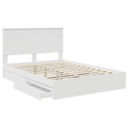 Storage Bed with Headboard White 160 x 200 cm Engineered Wood
