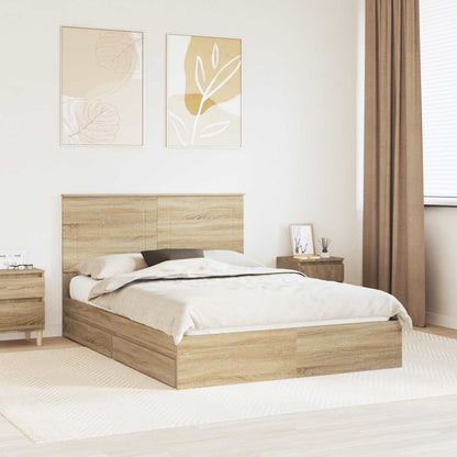 Storage Bed with Drawer Sonoma Oak 160 x 200 cm Engineered Wood