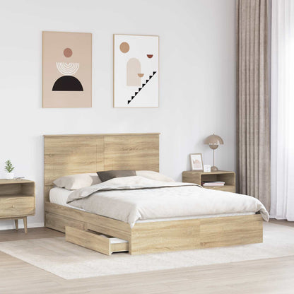 Storage Bed with Drawer Sonoma Oak 160 x 200 cm Engineered Wood