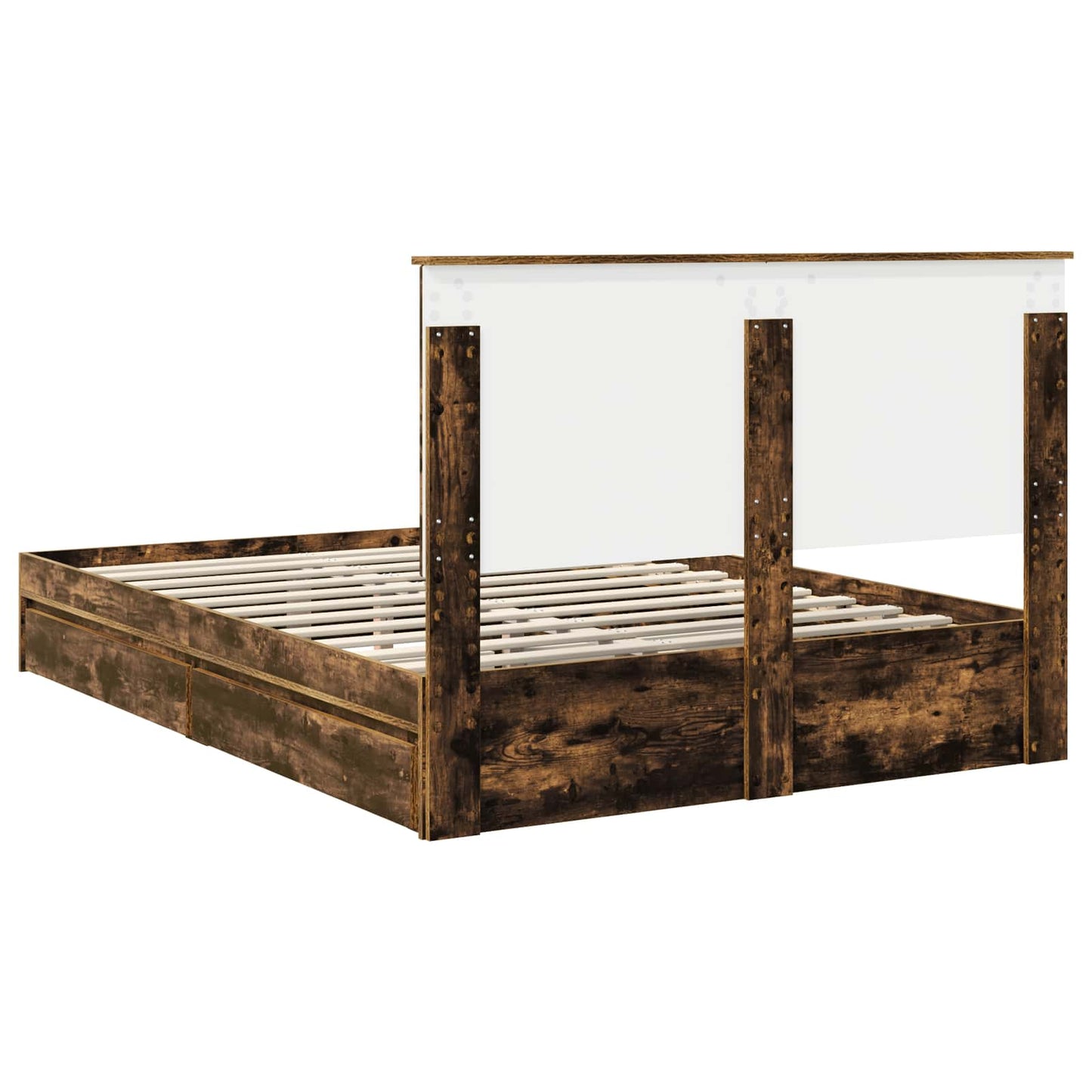 Storage Bed with Drawer Smoked Oak 160 x 200 cm Engineered Wood