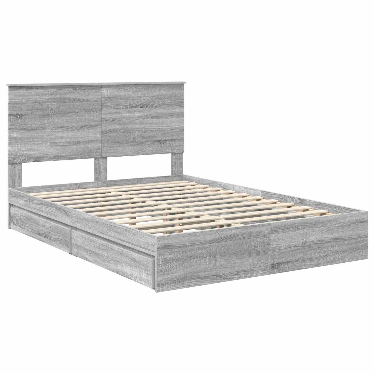 Storage Bed Grey Sonoma 160 x 200 cm Engineered Wood