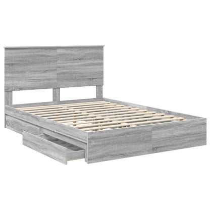 Storage Bed Grey Sonoma 160 x 200 cm Engineered Wood