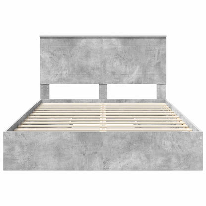 Storage Bed Concrete Grey 150 x 200 cm Engineered Wood