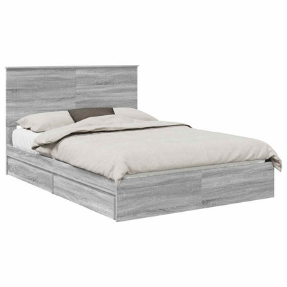 Storage Bed Grey Sonoma 150 x 200 cm Engineered Wood
