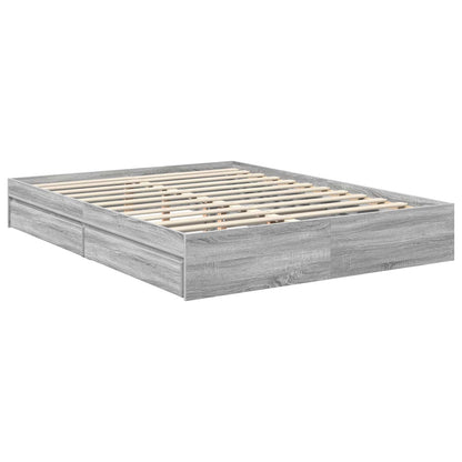 Storage Bed Grey Sonoma 150 x 200 cm Engineered Wood