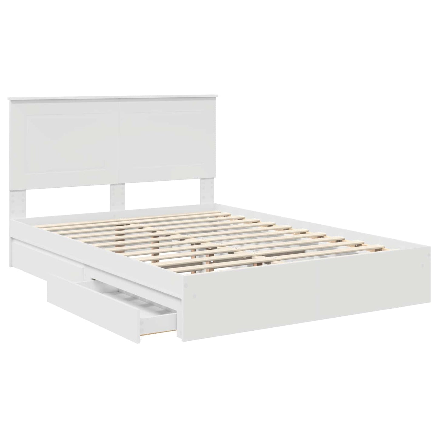 Storage Bed with Headboard White 140 x 190 cm Engineered Wood